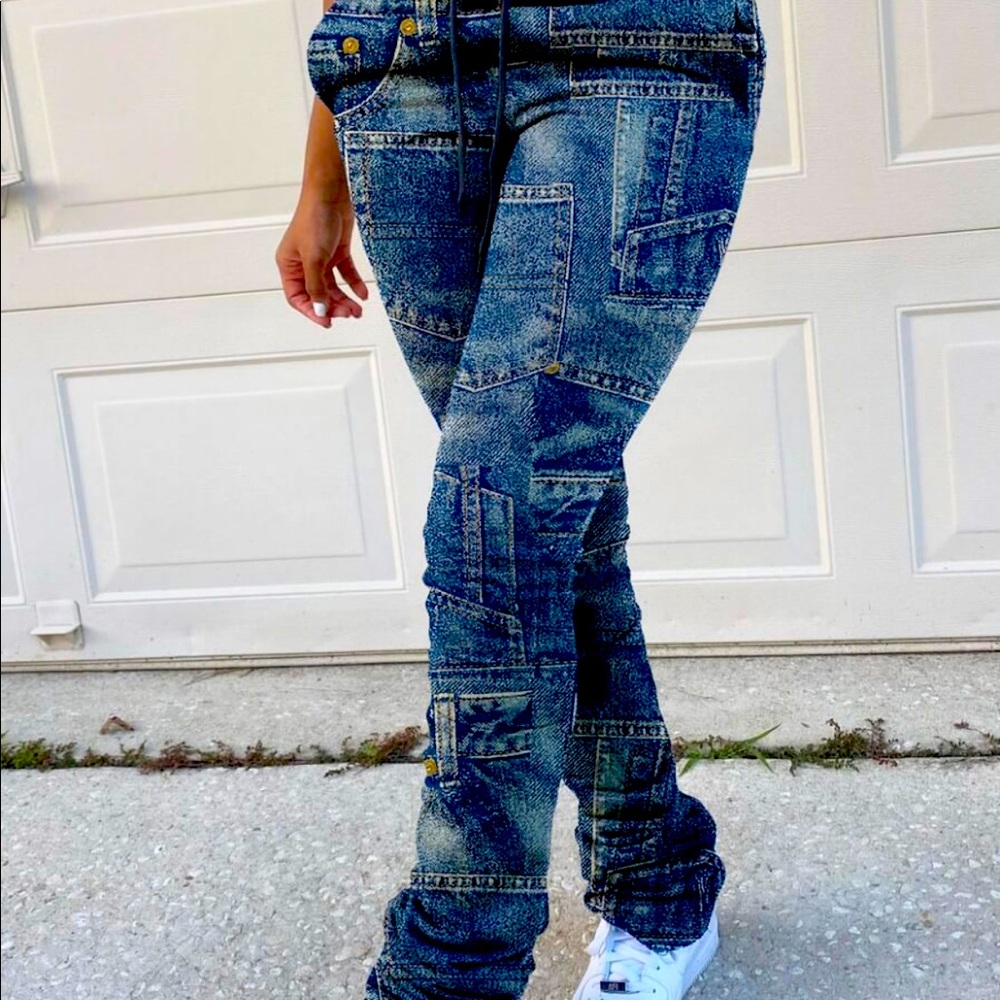 LW street patchwork blue pants